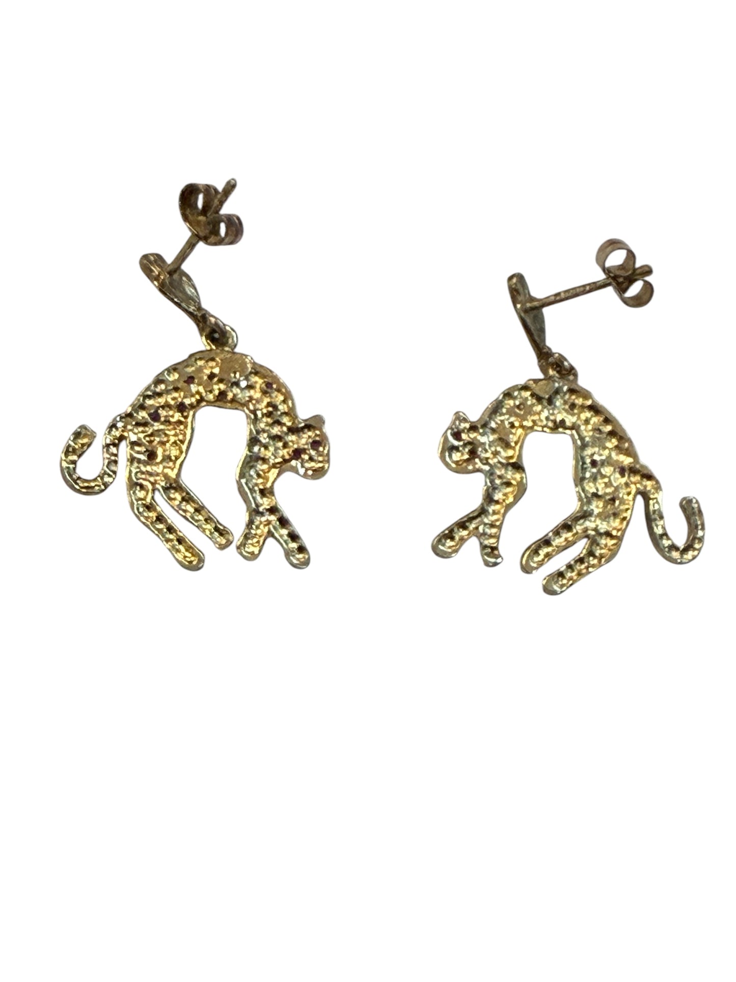 9ct vintage leopard drop earring for pierce ears circa 1989