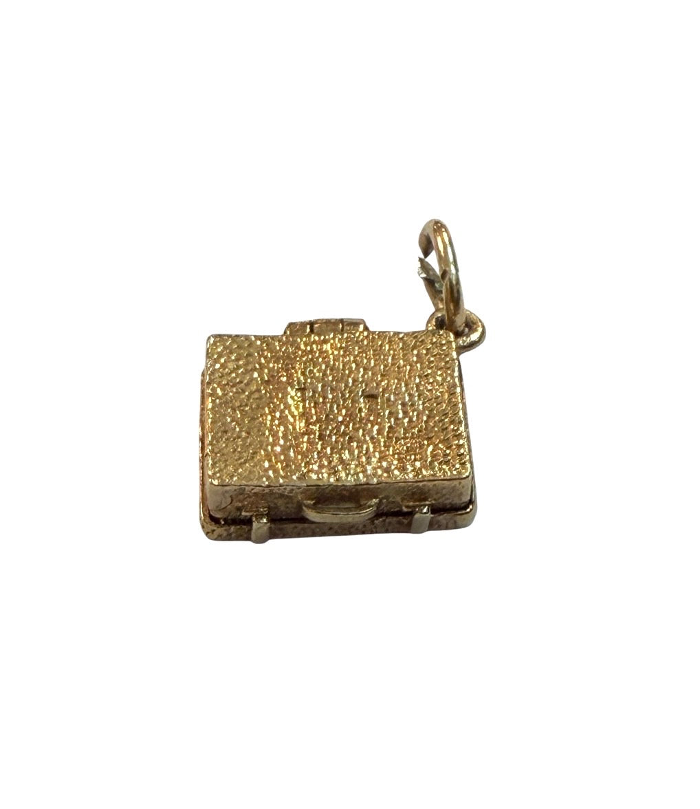 9ct vintage brief case charm with a jewel inside 2.9g
