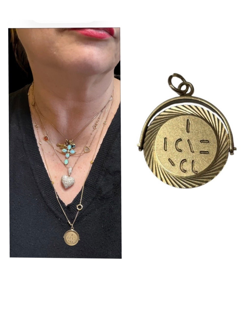 9ct vintage 'i love you' spinner charm - pendant by Georg Jensen circa 1966 2.17g