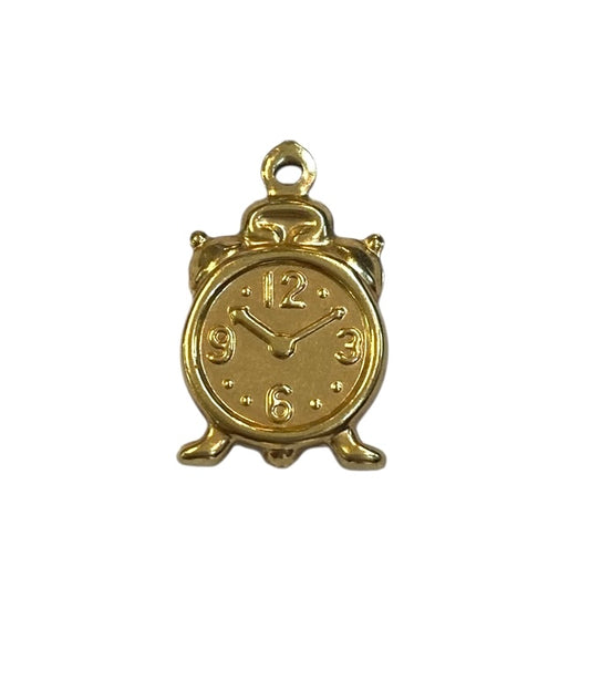 9ct vintage clock charm , hollow charm 1.3g