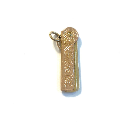 9ct vintage comb charm / pendant retractable circa 1968