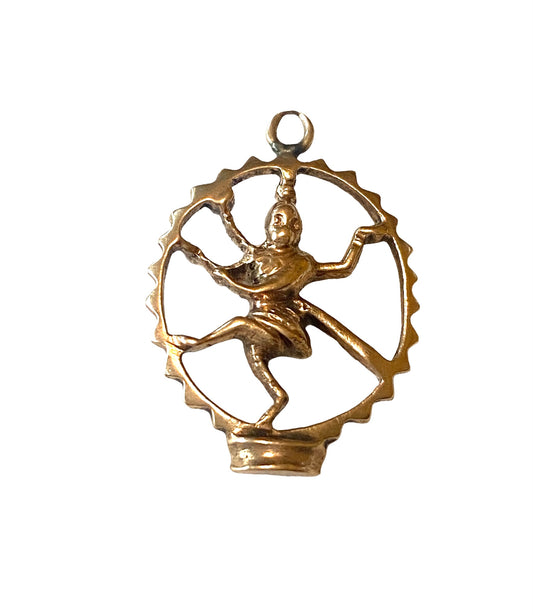 9ct vintage Shiva dancing nataraja charm / pendant