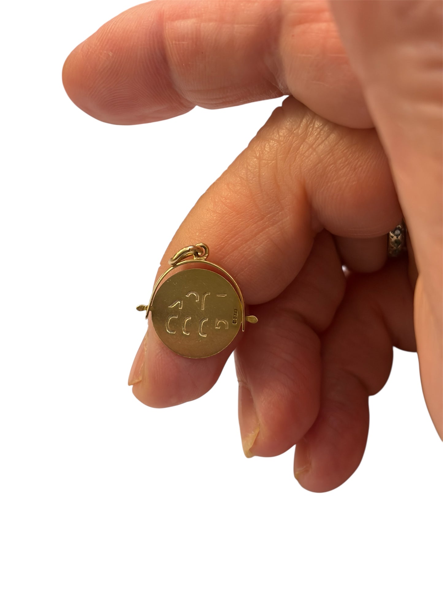 9ct vintage spinner charm ' good luck' circa 1968