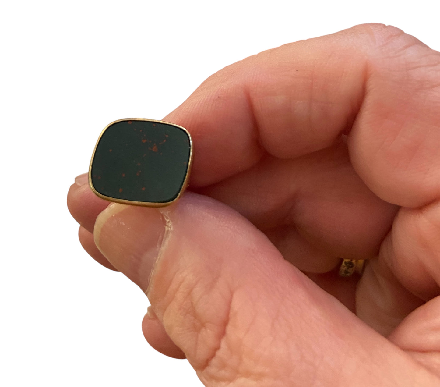 9ct vintage fob charm / pendant circa 1963 with a blood stone