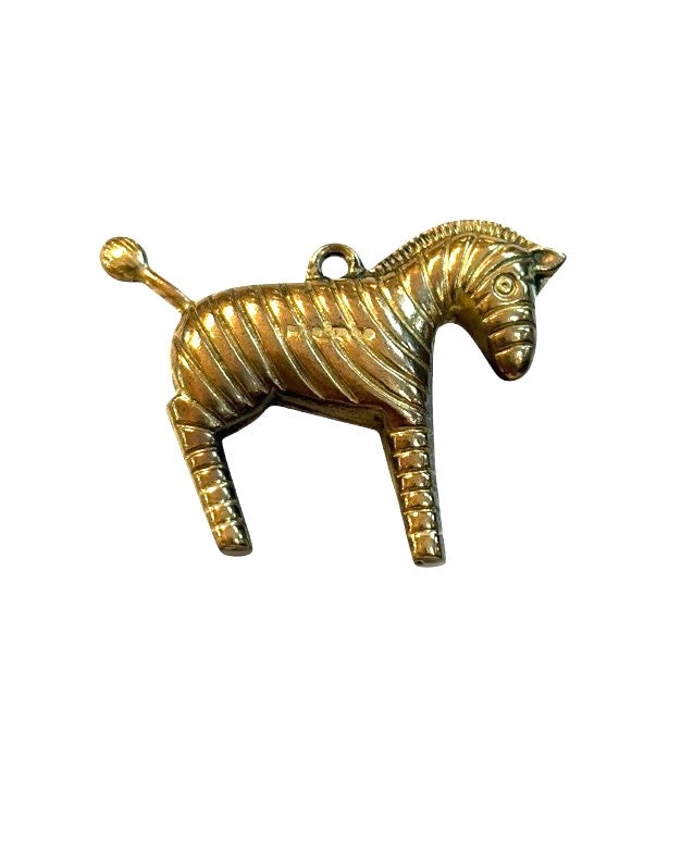 9ct vintage Zebra charm, circa 1970. hollow. Maker FM