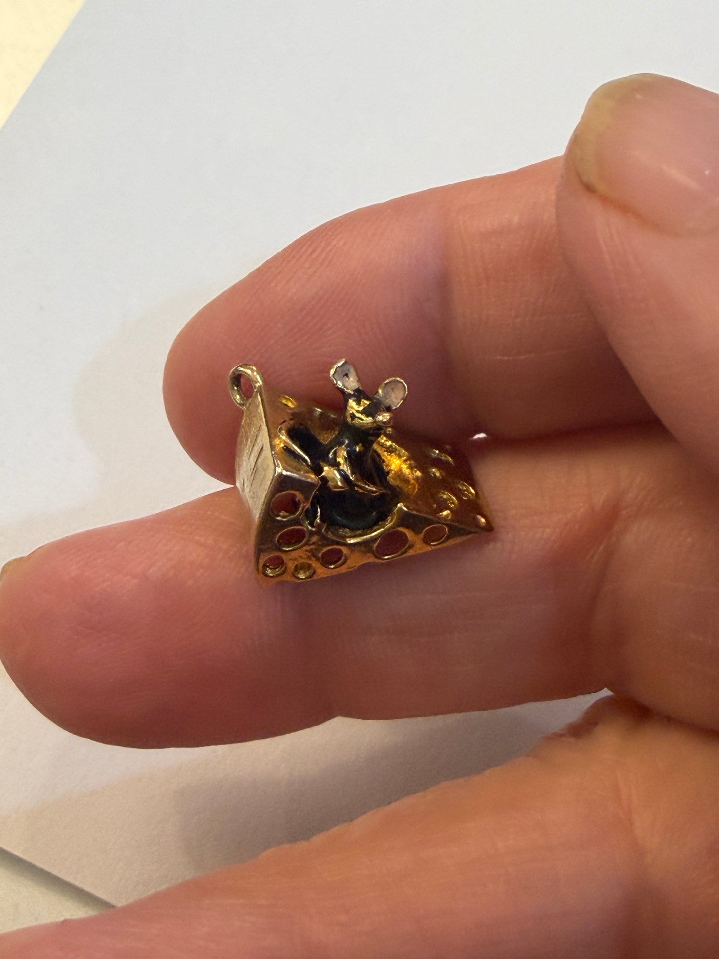 9ct vintage mouse and cheese charm circa 1969