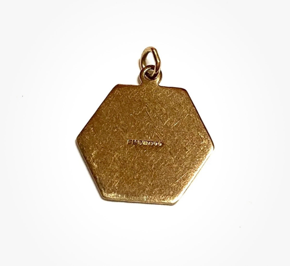 9ct vintage hexagonal st christopher charm - pendant circa 1973