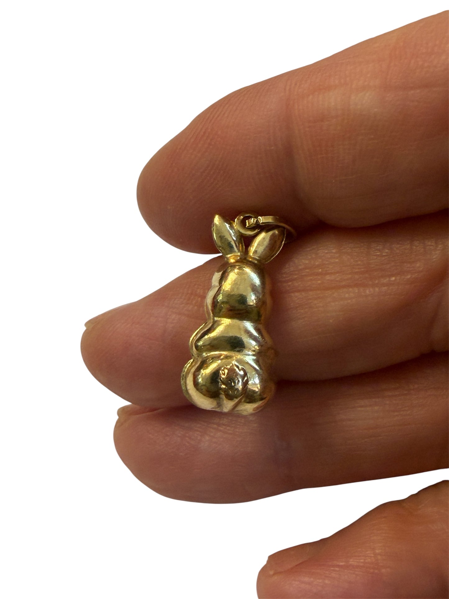9ct preowned rabbit charm. hollow
