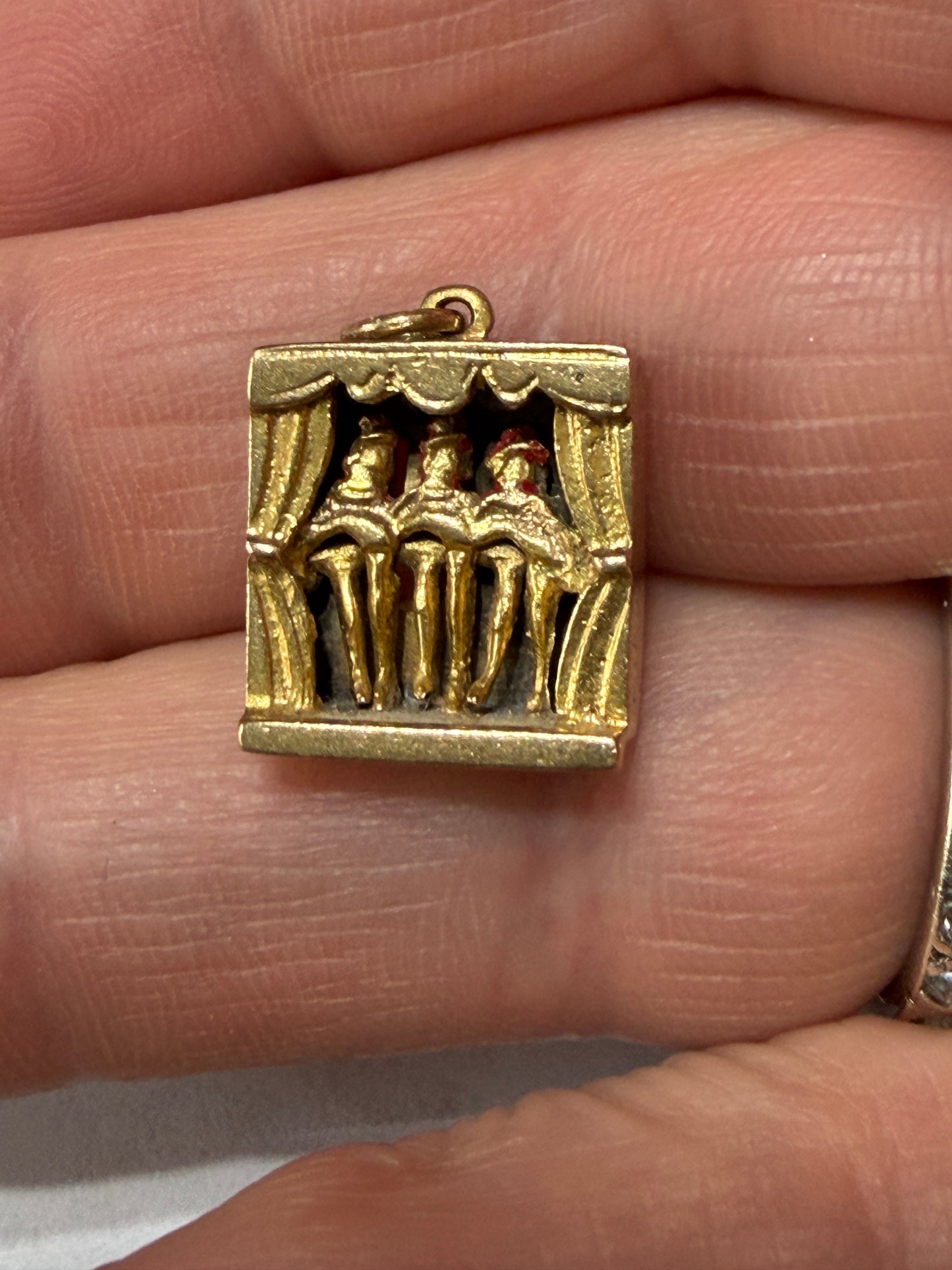 9ct vintage can can girl charm. circa 1956 Articulated.