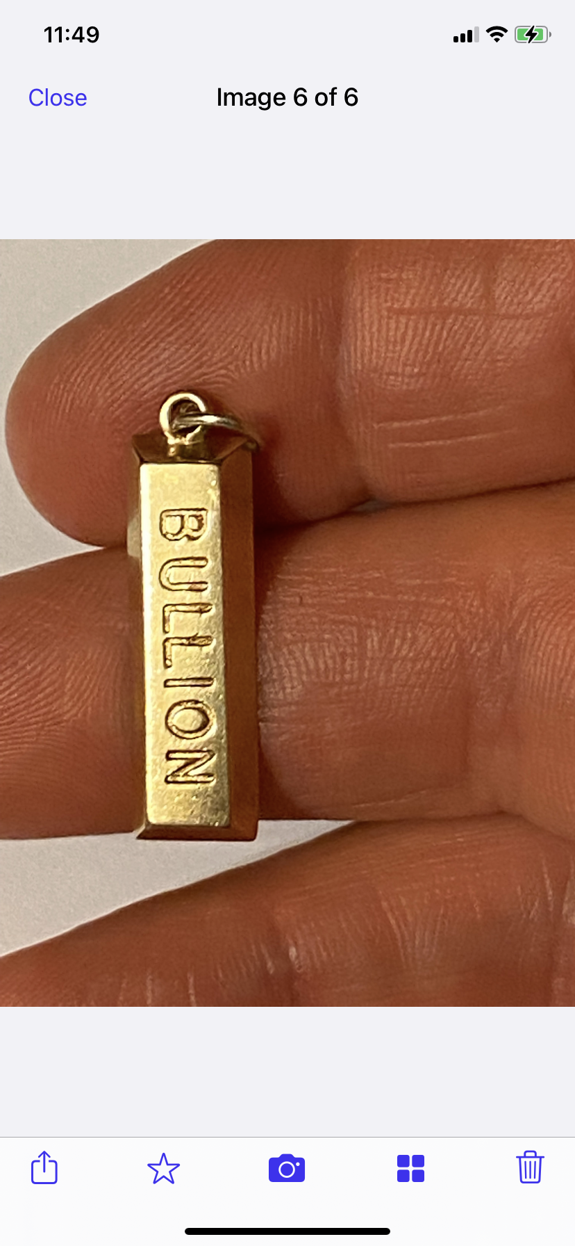 9ct vintage ingot bullion charm / pendant circa 1976