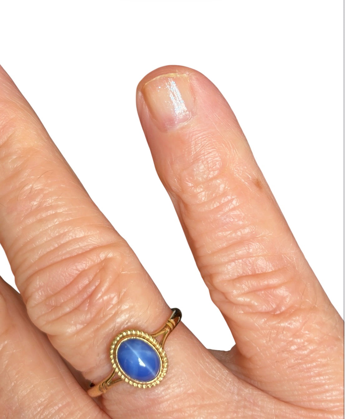 9ct vintage linde star sapphire ring size O circa 1978