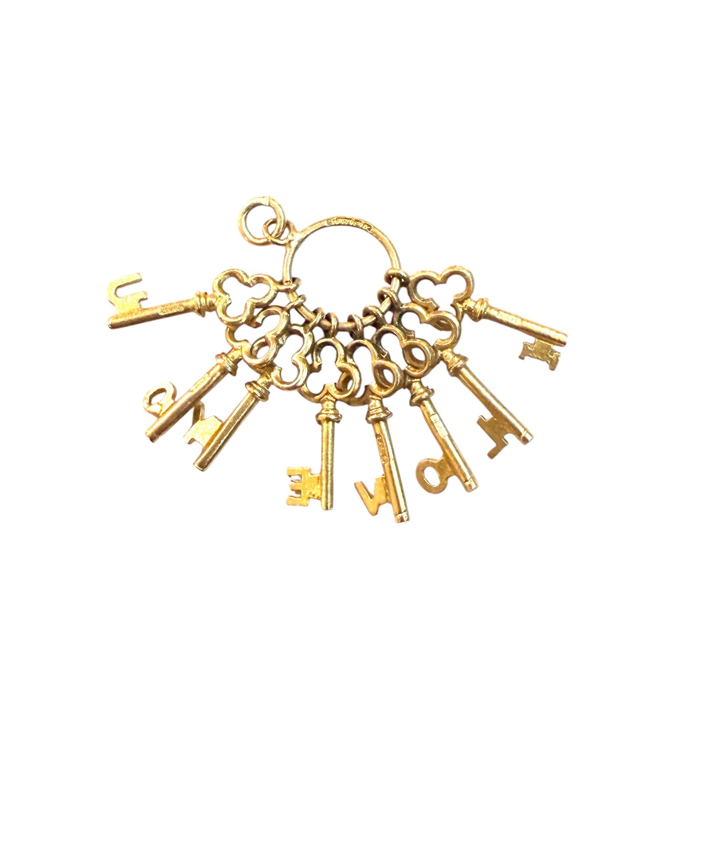 9ct vintage ' i love you keys' charm circa 1972 maker RP 3.41g