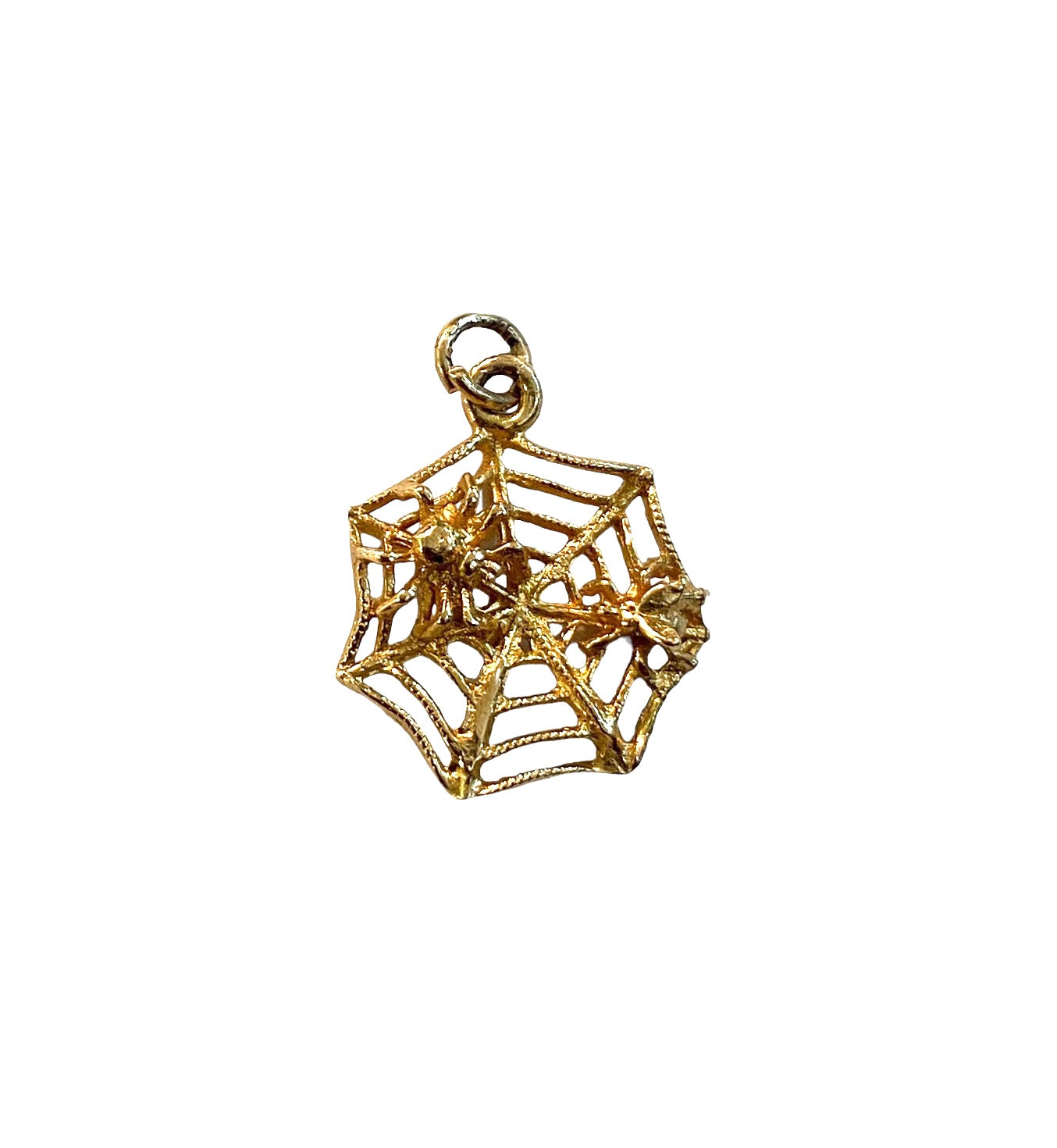 9ct vintage gold spiders web charm circa 1971
