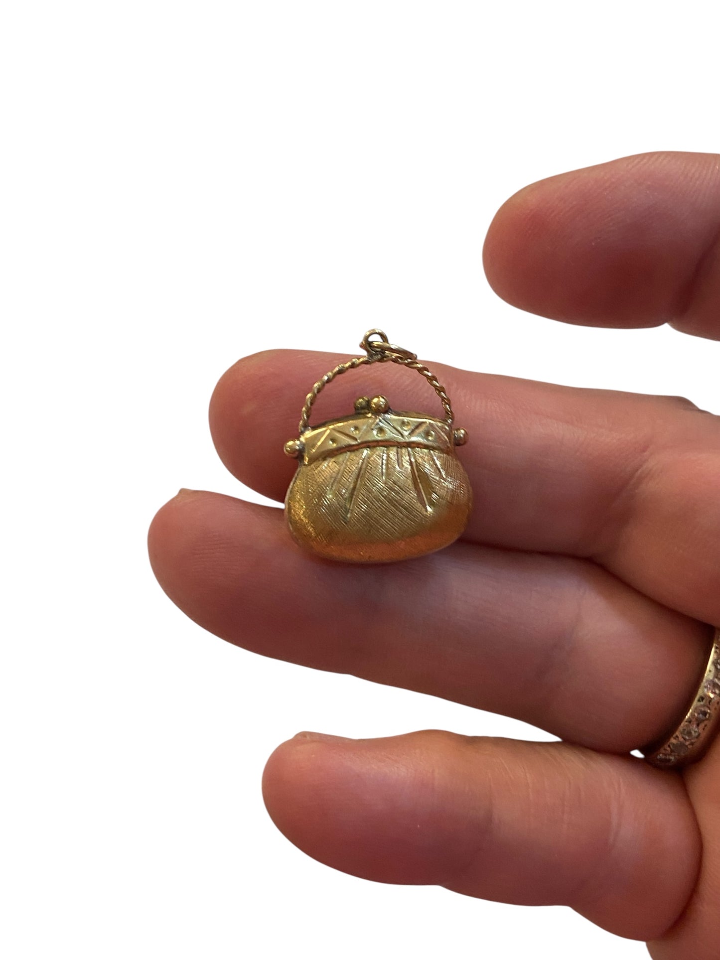 14ct vintage purse charm. 1.7g Hollow