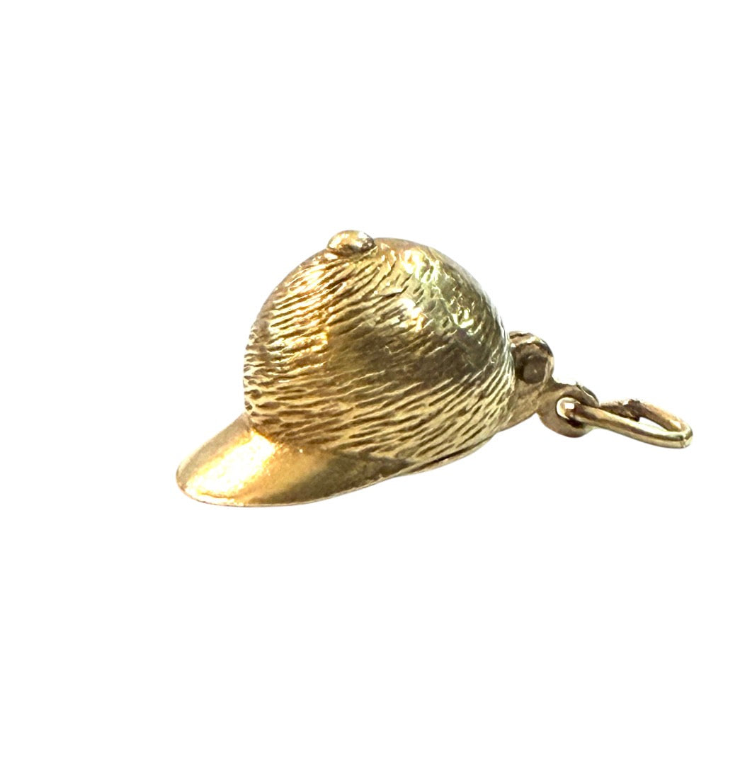 9ct vintage jockey hat with horse charm / pendant circa 1965 4.4g