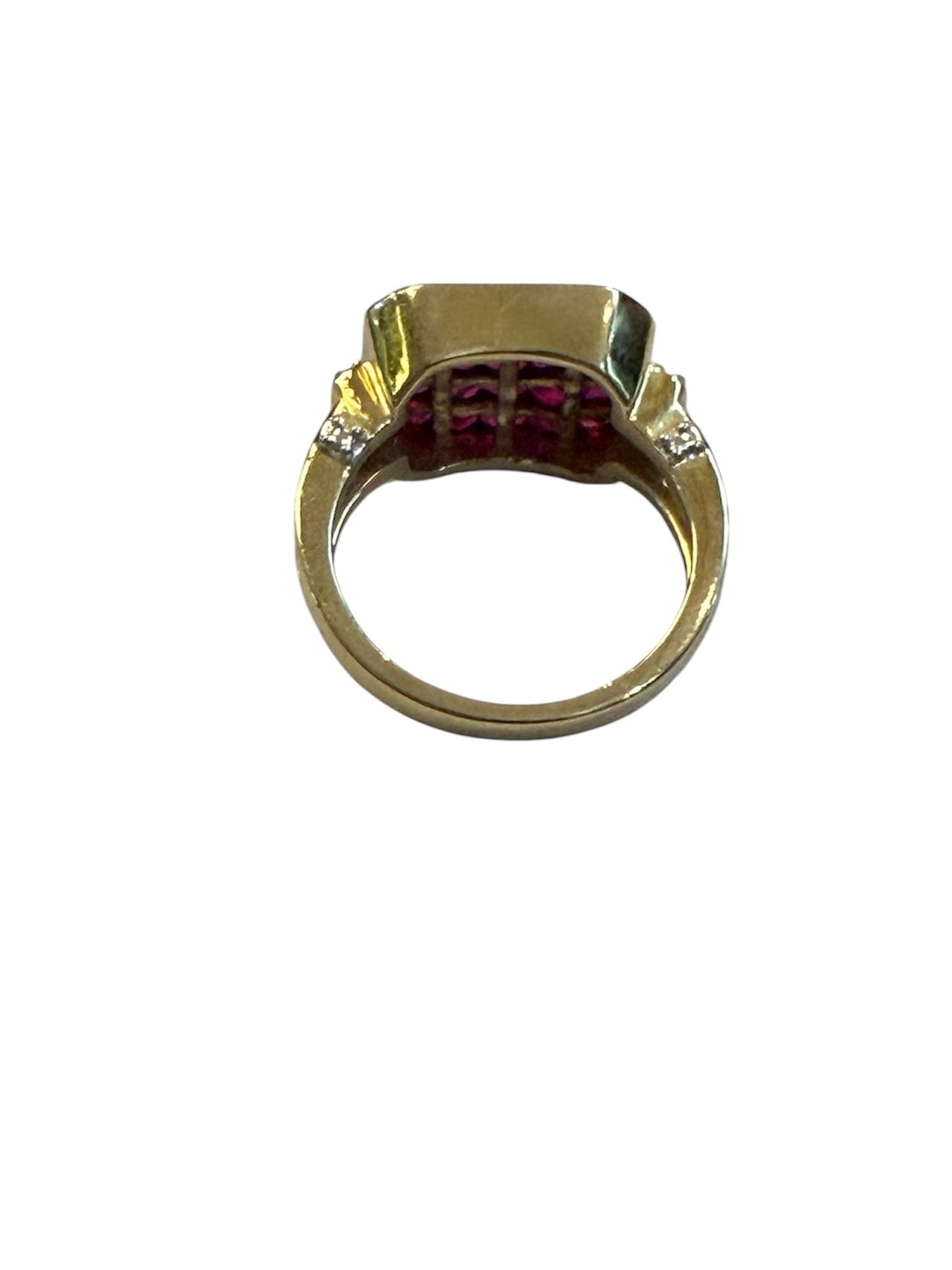 9ct pre owned ruby and diamond ring size L 1/2