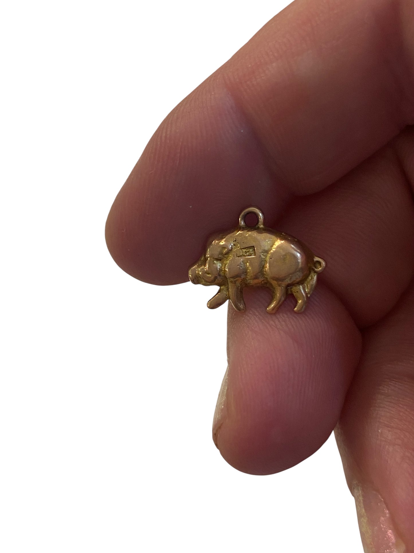 9ct vintage boar charm / pendant, solid gold 2.5g
