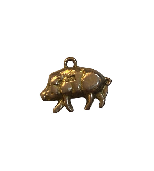9ct vintage boar charm / pendant, solid gold 2.5g