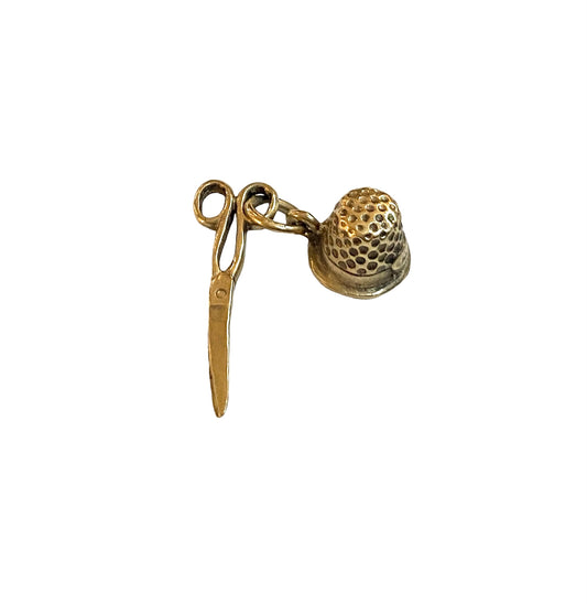 9ct vintage thimble and scissor charm circa 1985