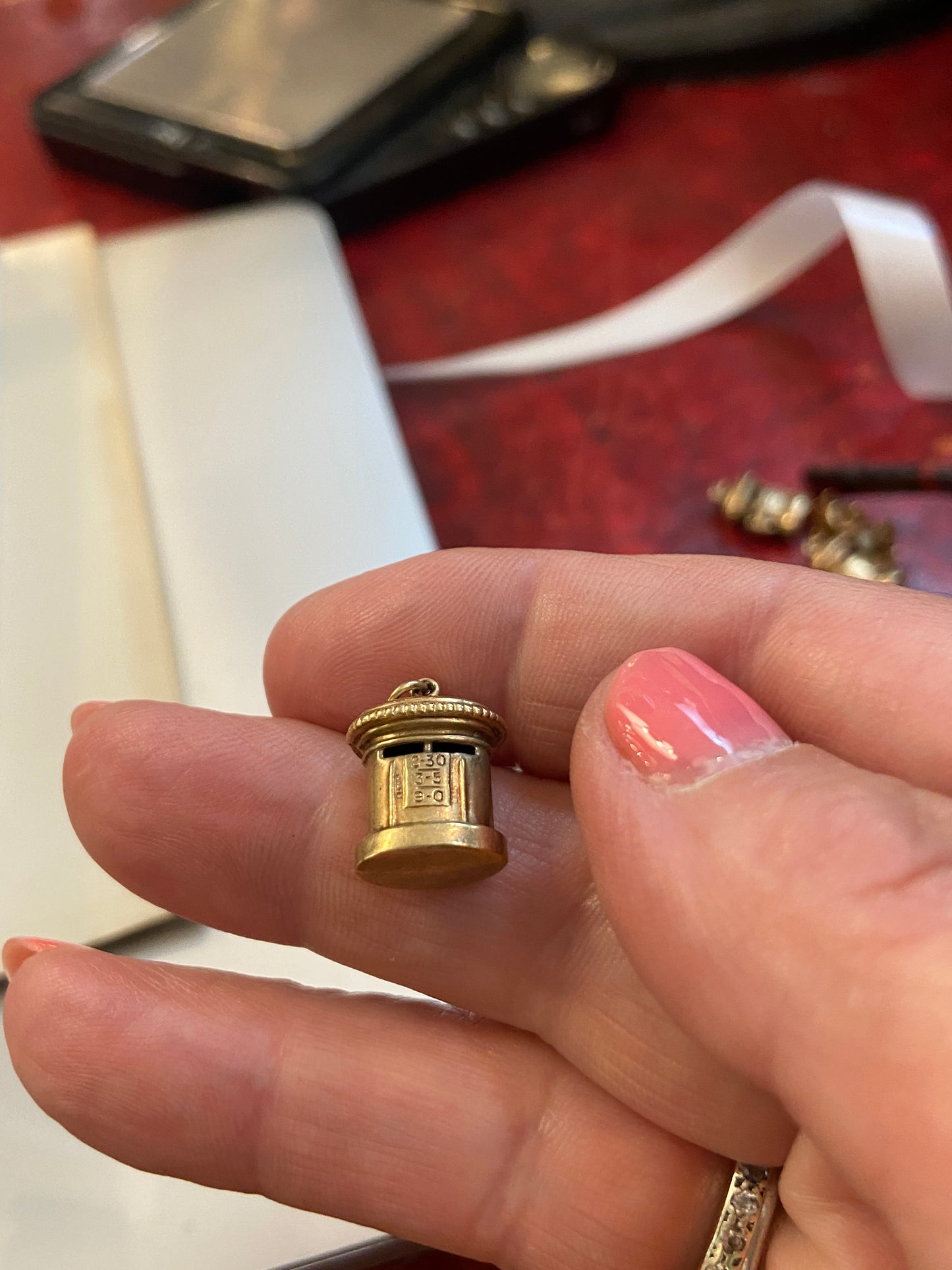 9ct vintage post box charm circa 1962 by WHC