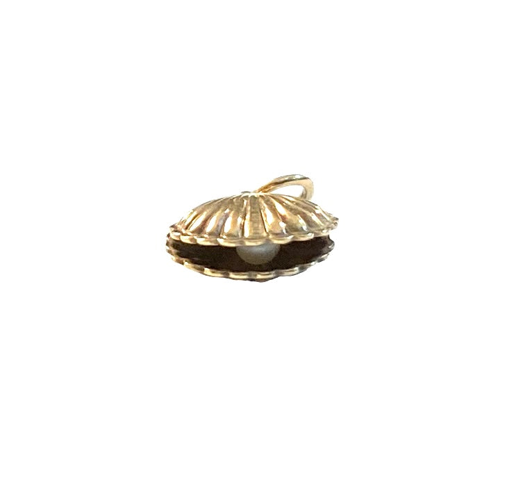 9ct vintage shell charm with pearl. circa 1974 maker WHC