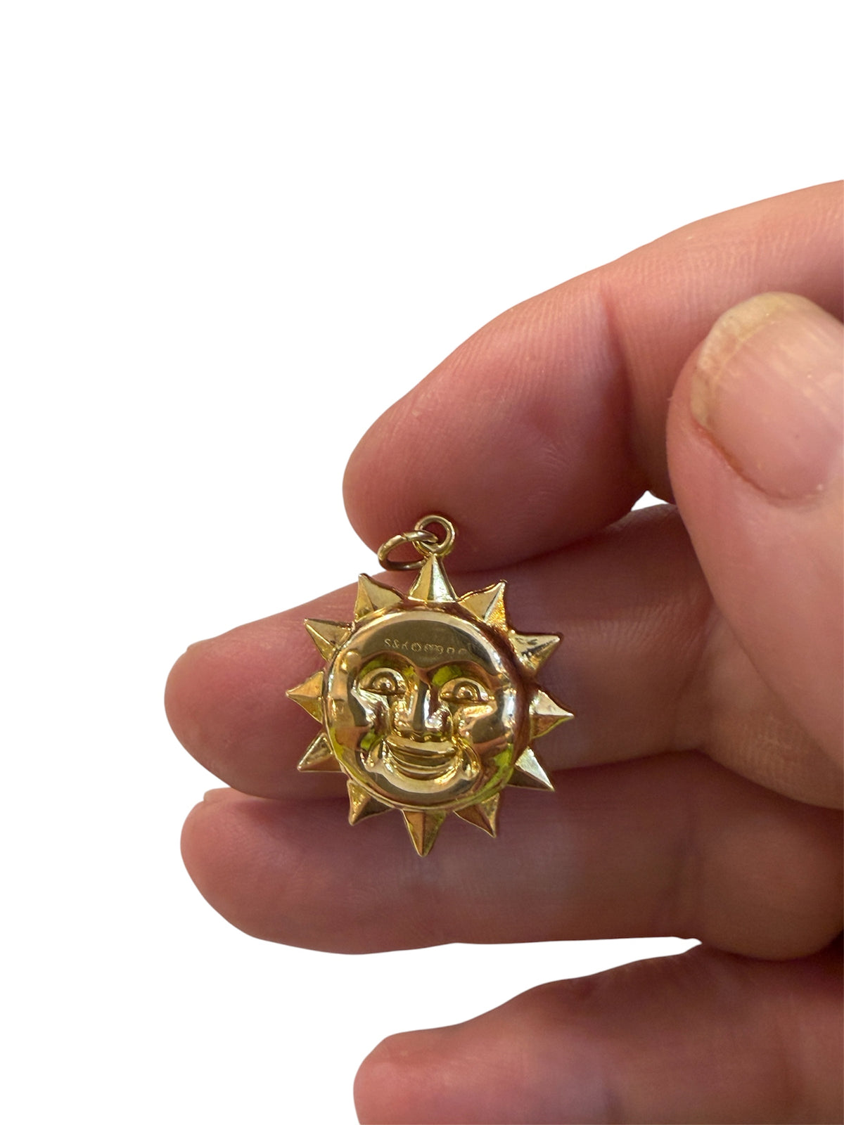 9ct vintage sun charm circa 1976.1.3g HOLLOW.