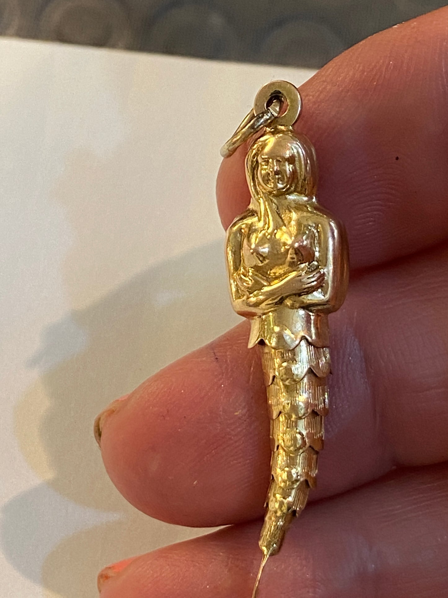 9ct vintage mermaid charm. articulated circa 1963