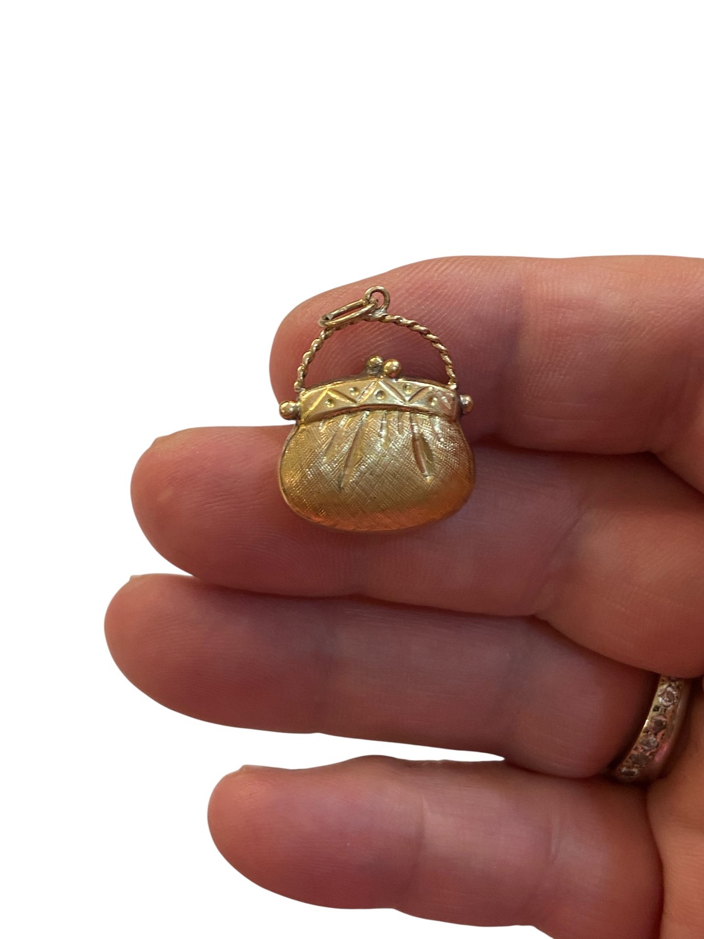 14ct vintage purse charm. 1.7g Hollow