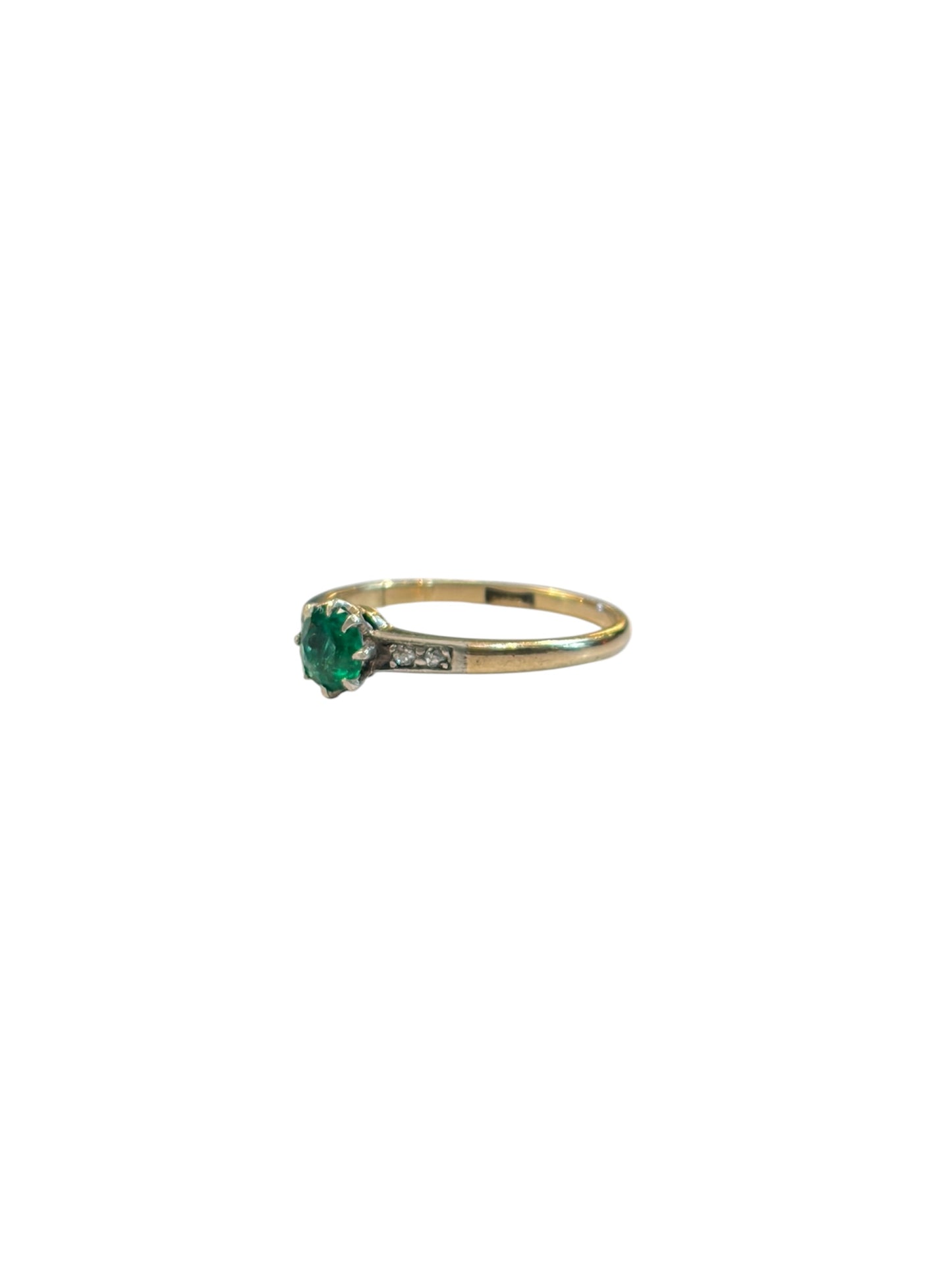 18ct antique Emerald and Diamond ring size M 1/2