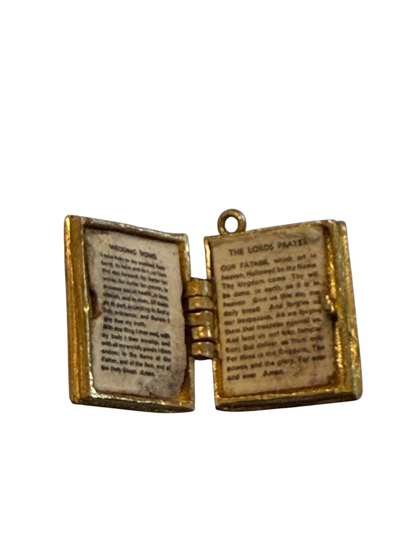 9ct vintage bible charm opening with wedding vows and the lords prayer 3.4g circa 1970