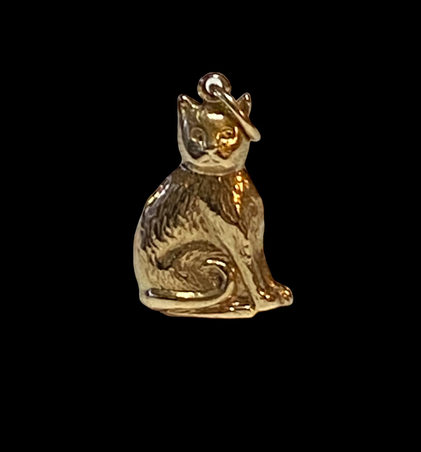 9ct vintage gold cat charm