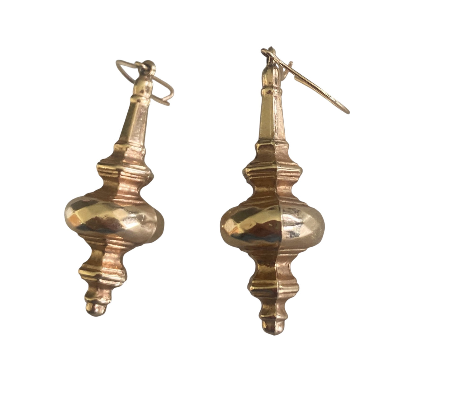 9ct vintage drop / dangle earrings. Hollow