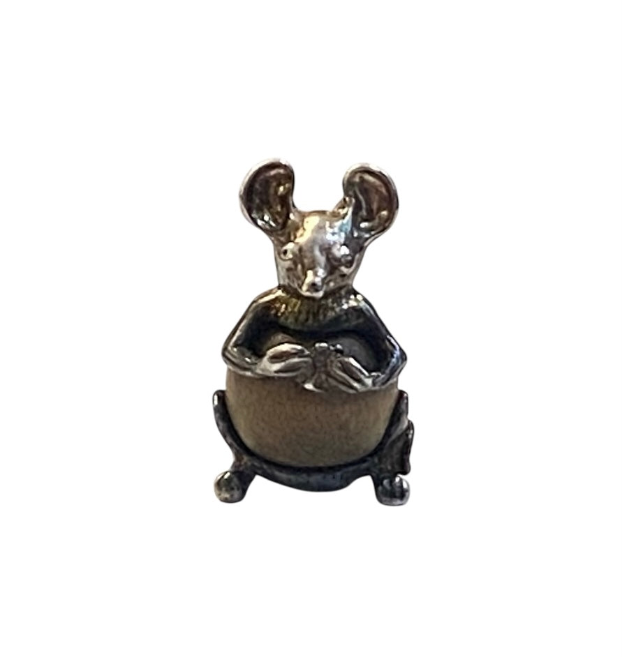 925 vintage silver mouse charm, touch wood by Nuvo