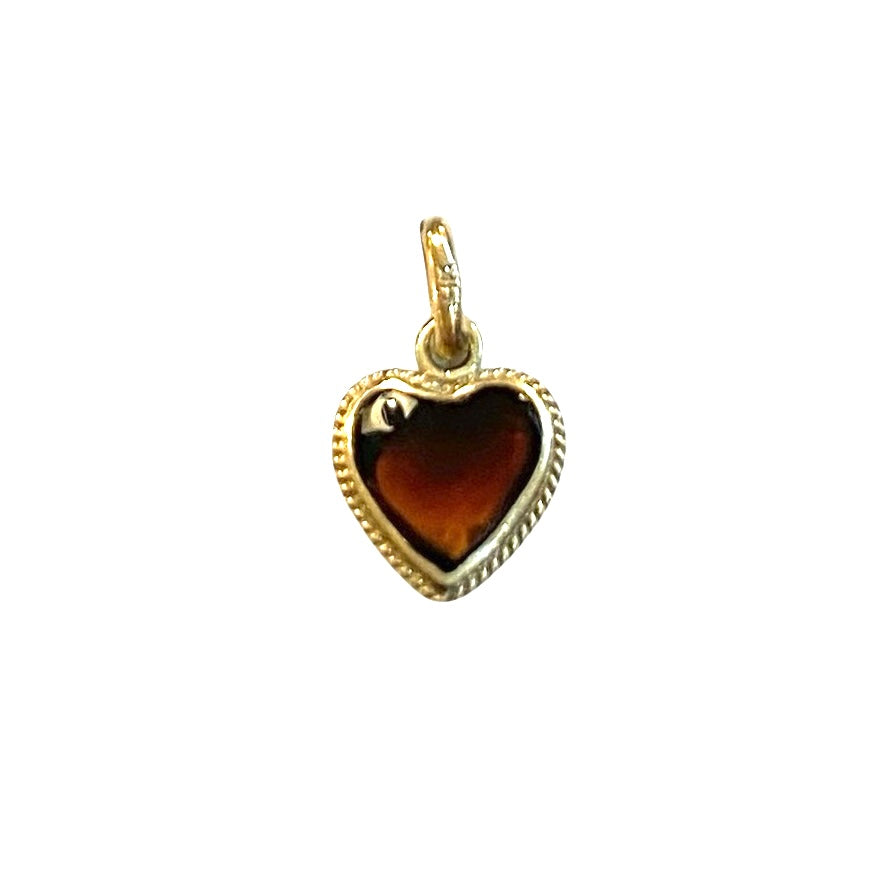 9ct vintage small heart with enamel charm