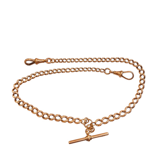 9ct vintage double Albert chain 16.3/4 inches (42.5cm) 32.7g Rose gold