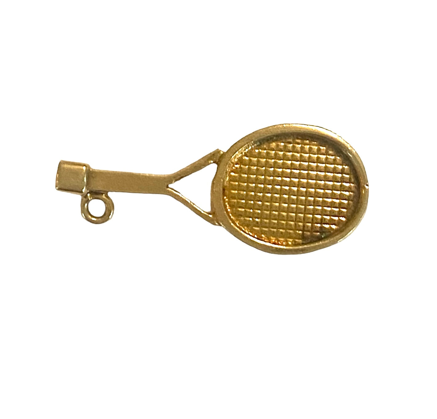9ct vintage gold tennis racket charm with ball circa 1968
