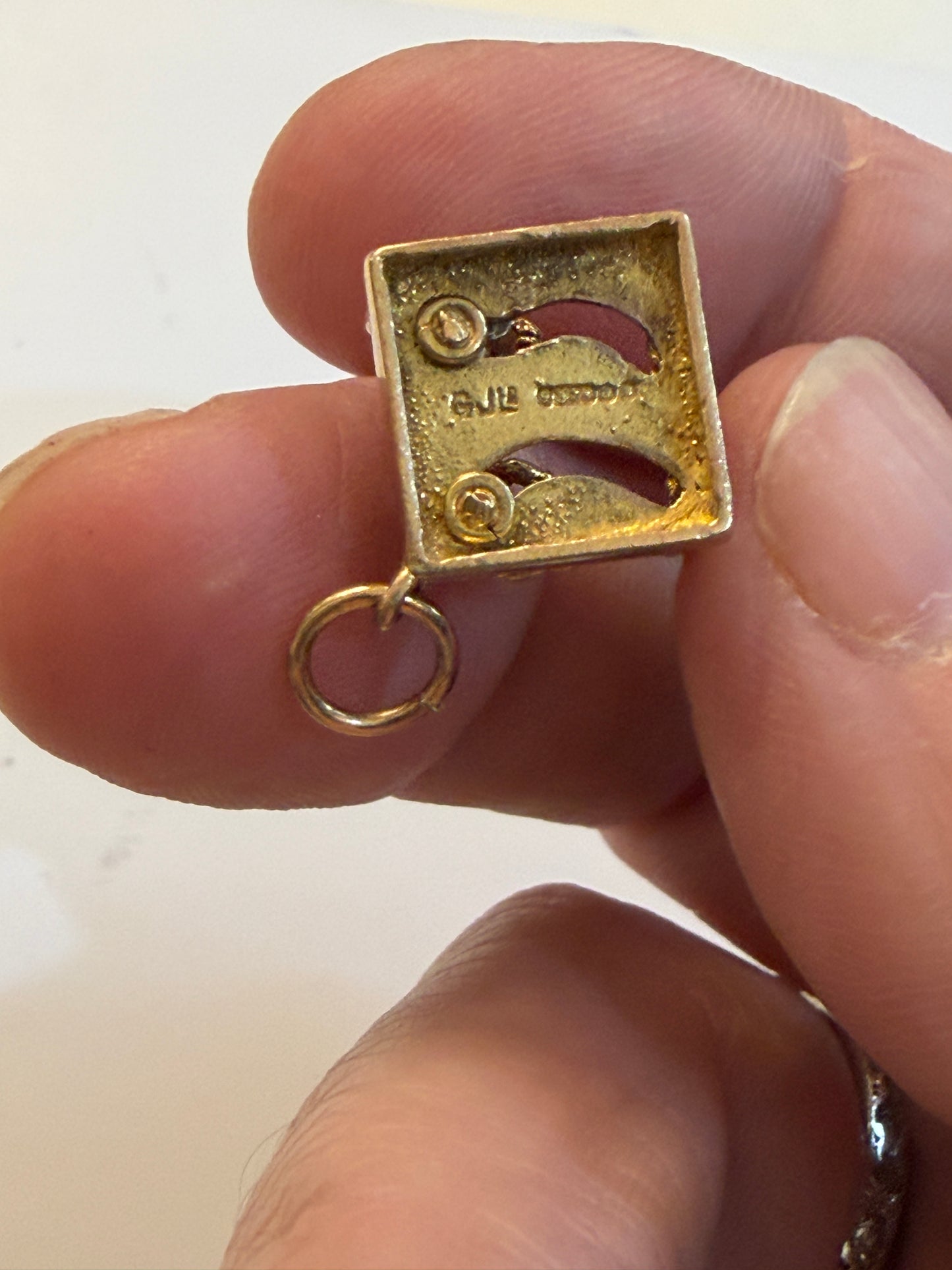 9ct vintage boxers in ring charm / pendant articulated. circa 1956 by Georg jensen 2.8g