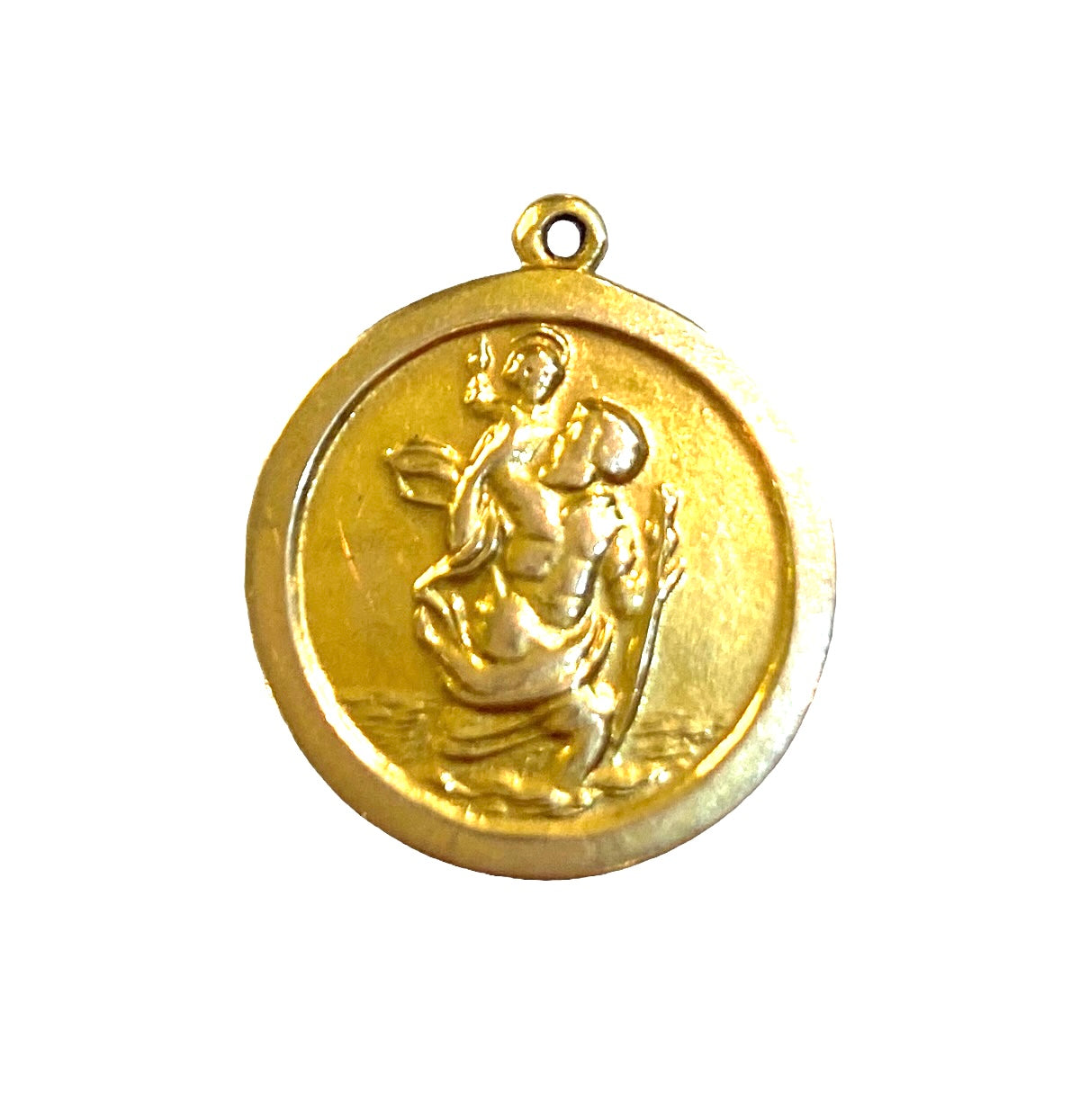 9CT VINTAGE ST CHRISTOPHER CHARM CIRCA 1969 MAKER JC