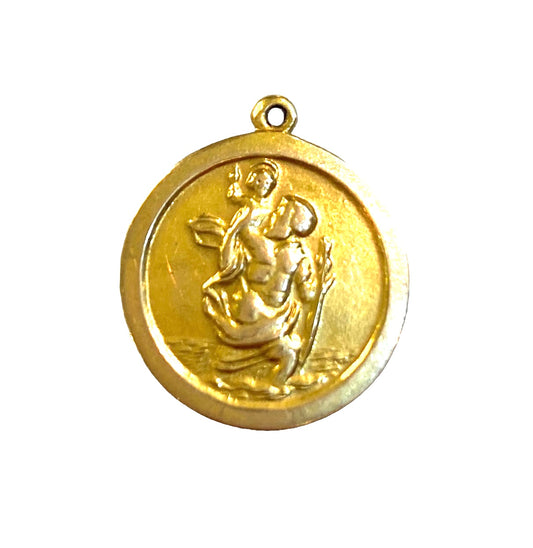 9CT VINTAGE ST CHRISTOPHER CHARM CIRCA 1969 MAKER JC