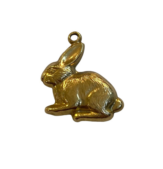 9ct vintage rabbit charm. small. hollow