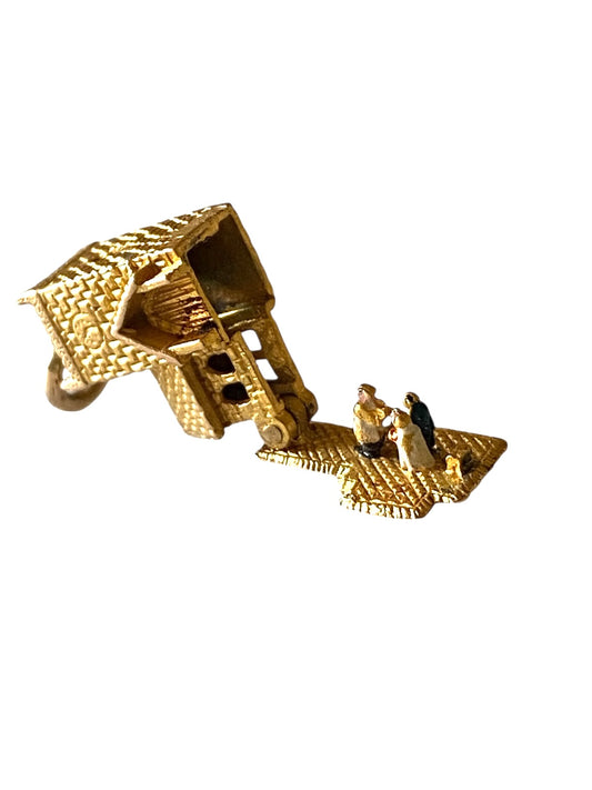 9ct vintage curch charm with wedding inside