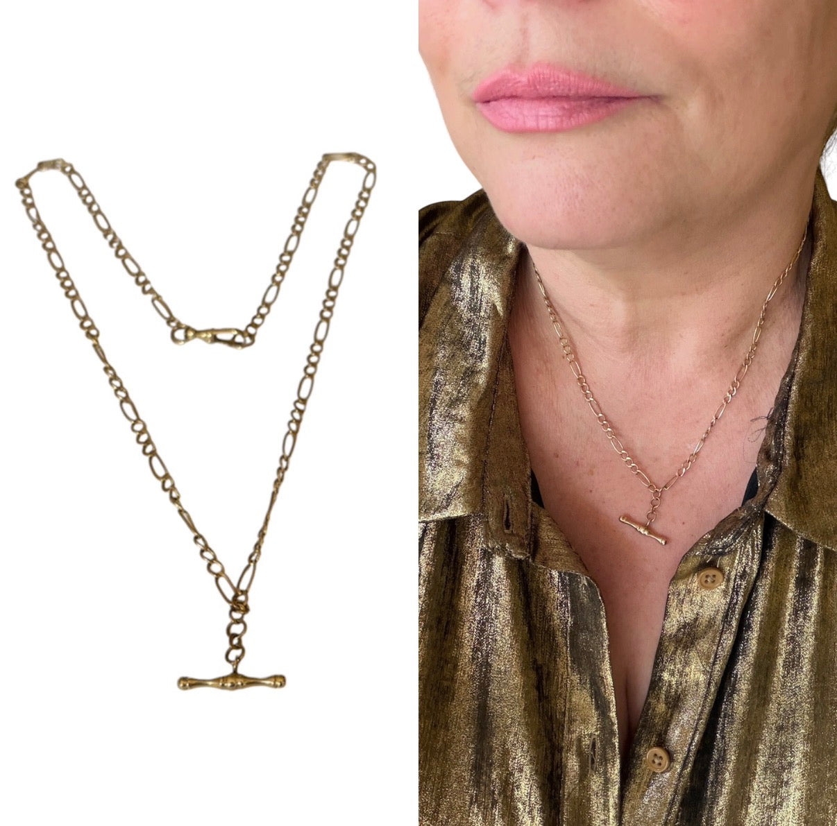 9ct vintage albert chain . figero link 3.94g 18 1/2 inches