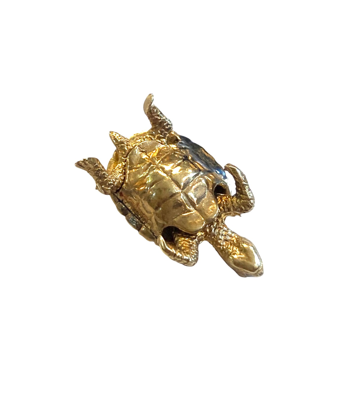 9ct vintage tortoise charm, articulated 3.7g circa 1975
