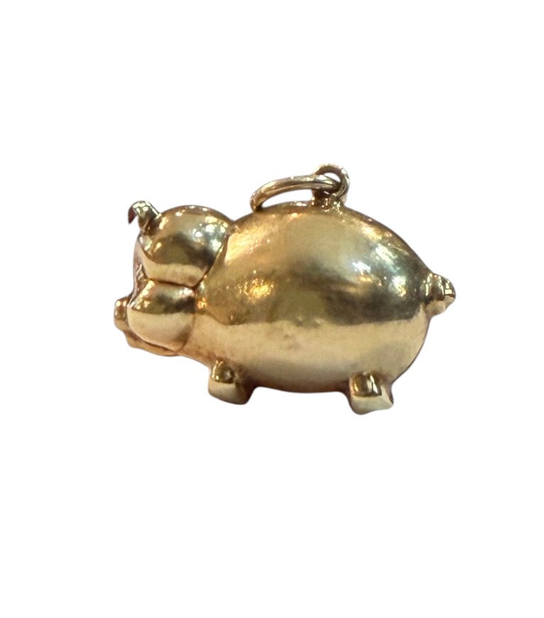 9ct vintage pig charm, circa 1979 by WHC 1.48g Hollow.