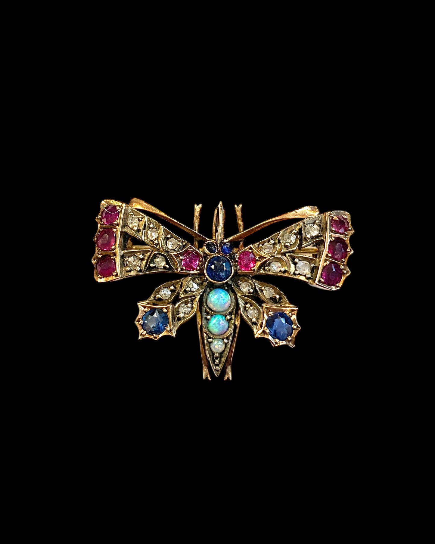 9ct vintage butterfly brooch with rose cut diamonds