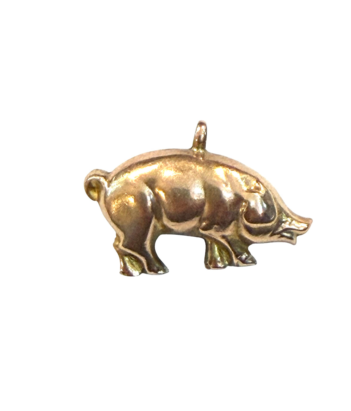 9ct vintage rose gold pig charm, hollow charm, 1.34g