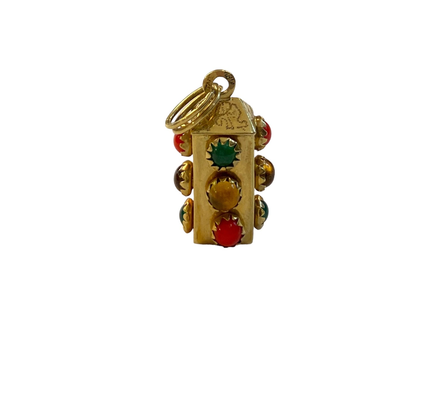 18ct vintage traffic light charm / pendant with 18ct spilt ring