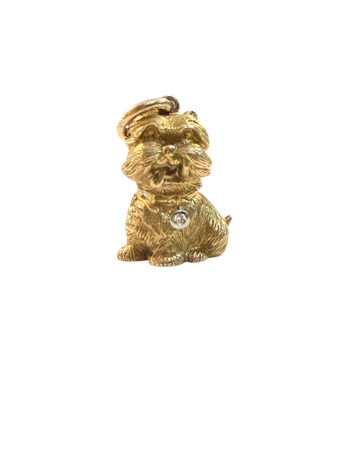 9ct vintage scottie dog charm with diamond collar. 3.0g
