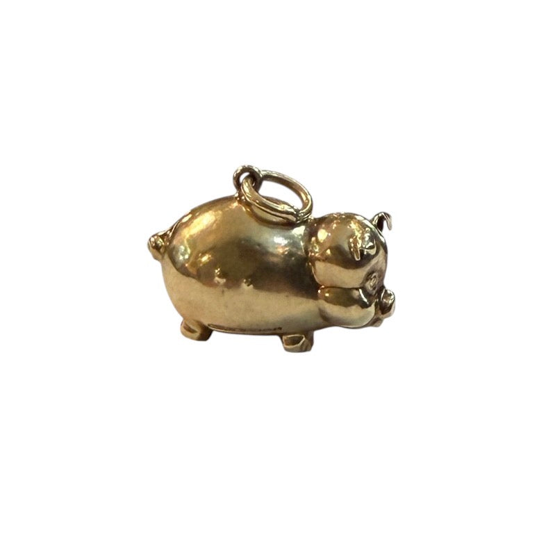 9ct vintage pig charm, circa 1979 by WHC 1.48g Hollow.