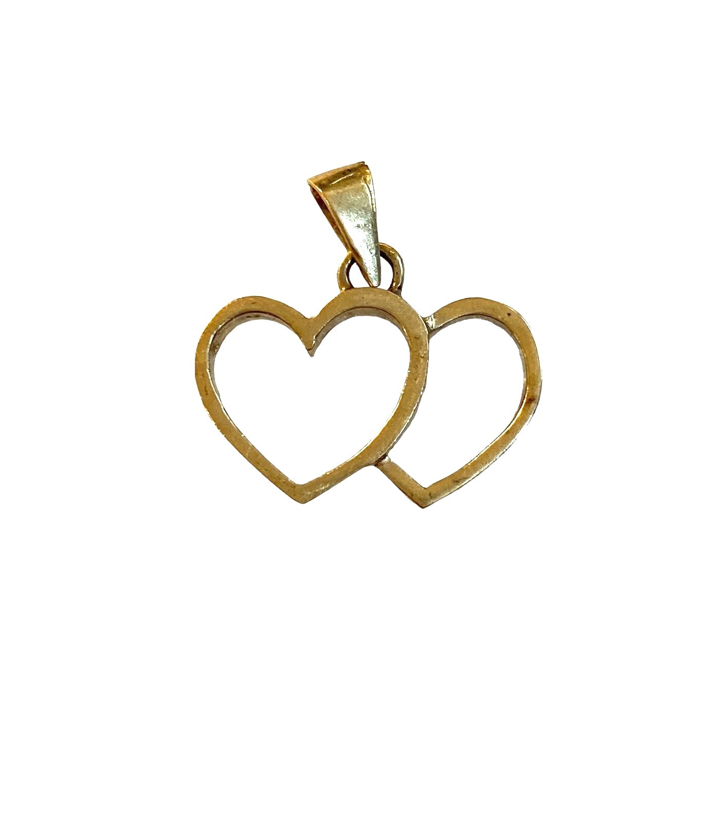 9ct vintage two hearts charm / pendant yellow gold